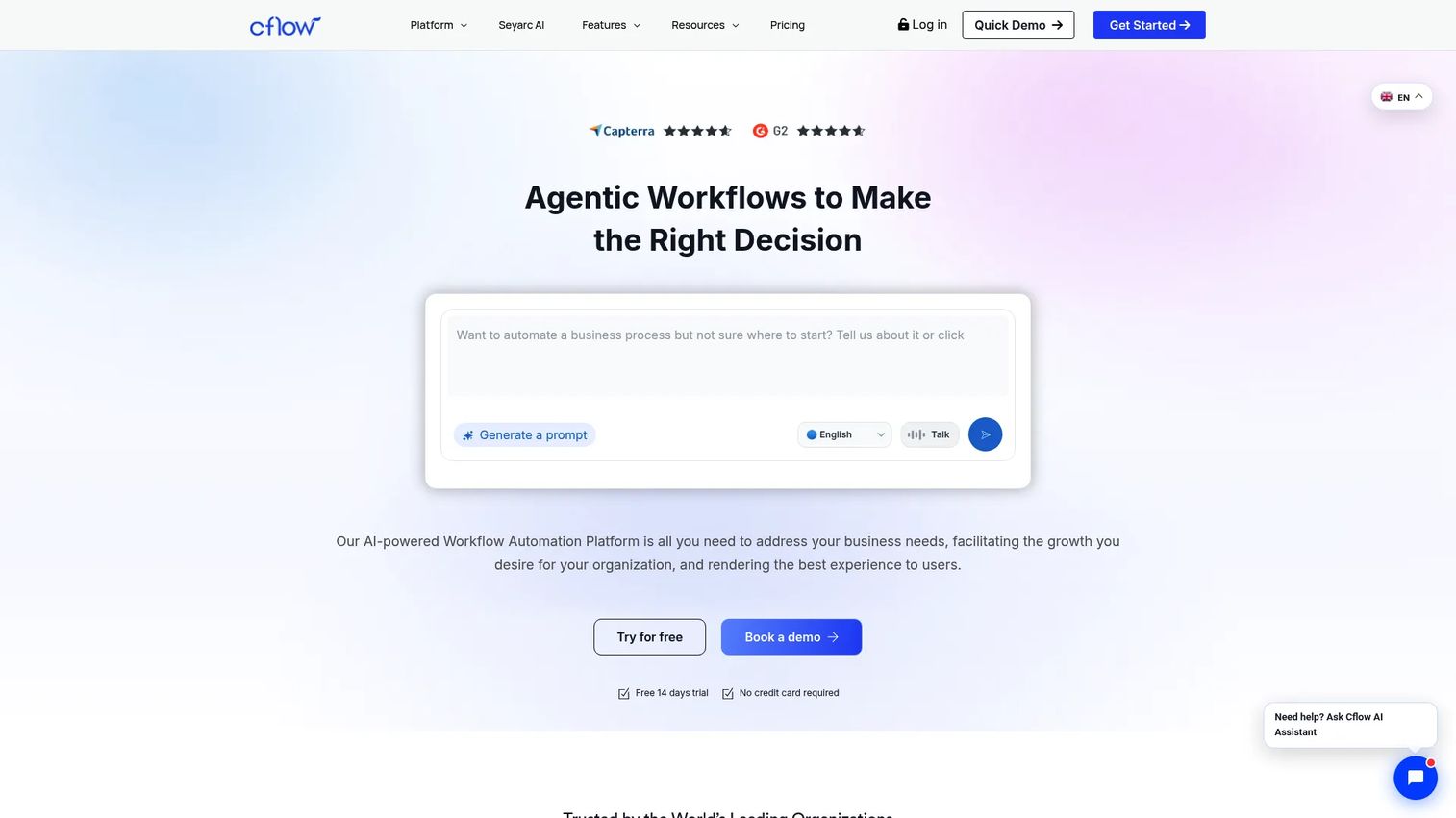 Cflow no-code workflow automation homepage