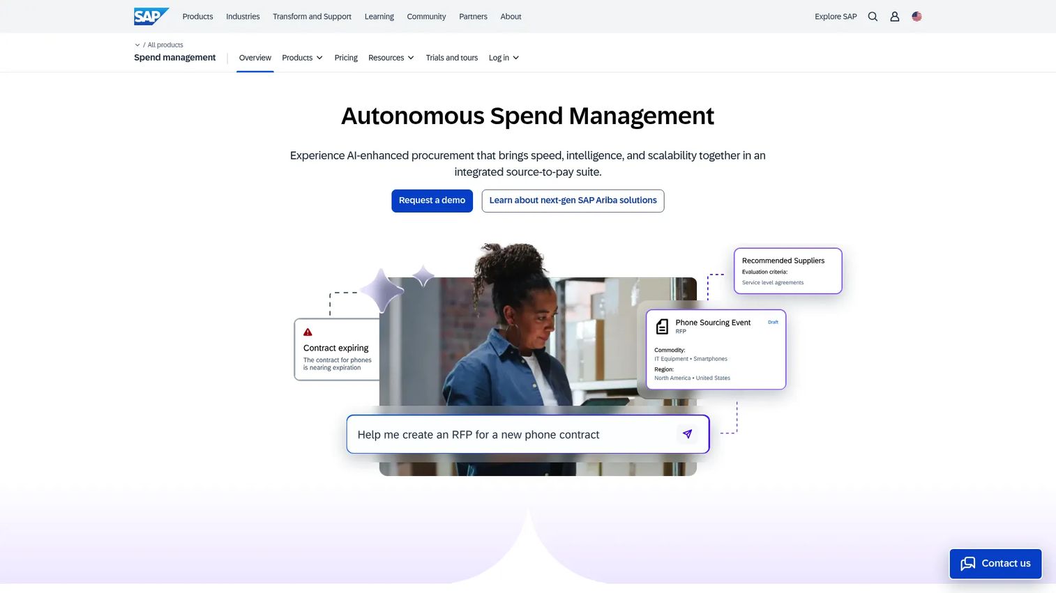 SAP Ariba spend management homepage