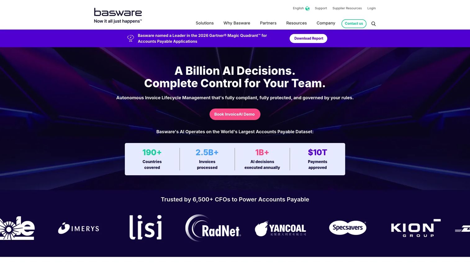 Basware AP and invoice automation homepage