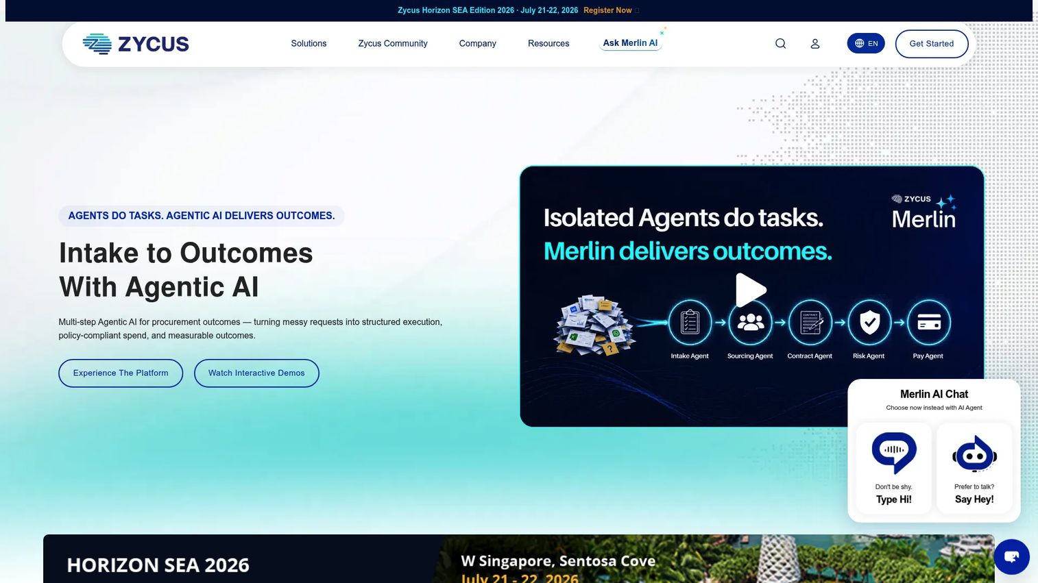 Zycus AI-powered procurement software homepage