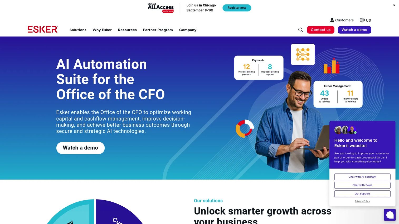 Esker Deduction and Dispute Management homepage