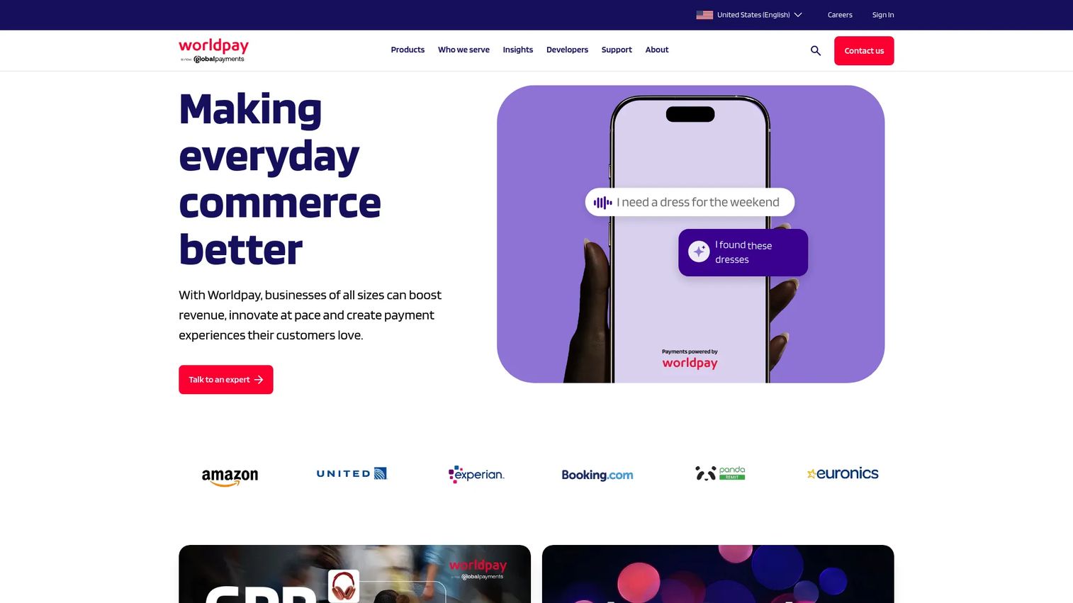 Worldpay global payment processing homepage