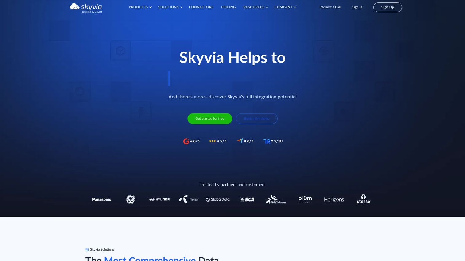 Skyvia data integration platform homepage