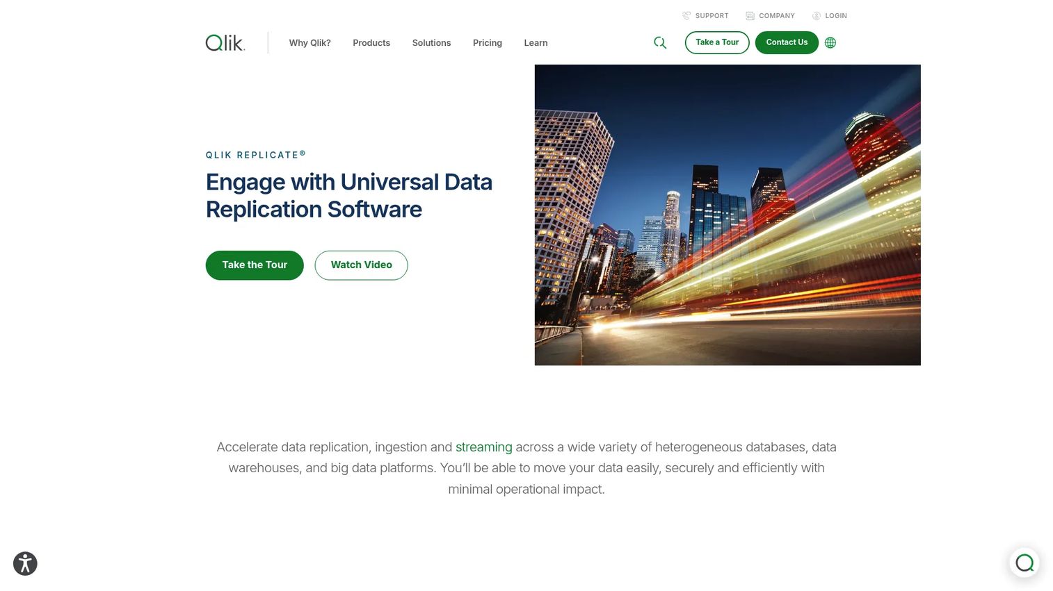 Qlik Replicate enterprise data replication homepage