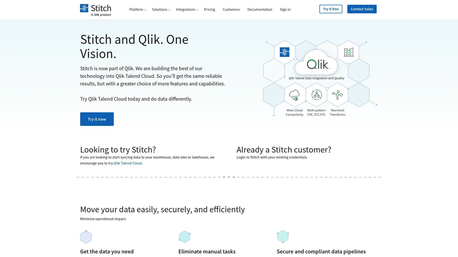 Stitch cloud ETL service homepage