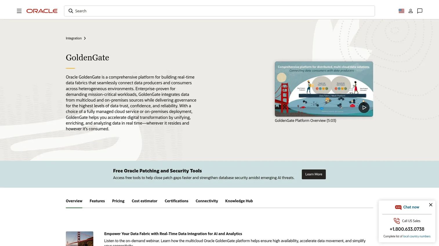 Oracle GoldenGate real-time data replication homepage