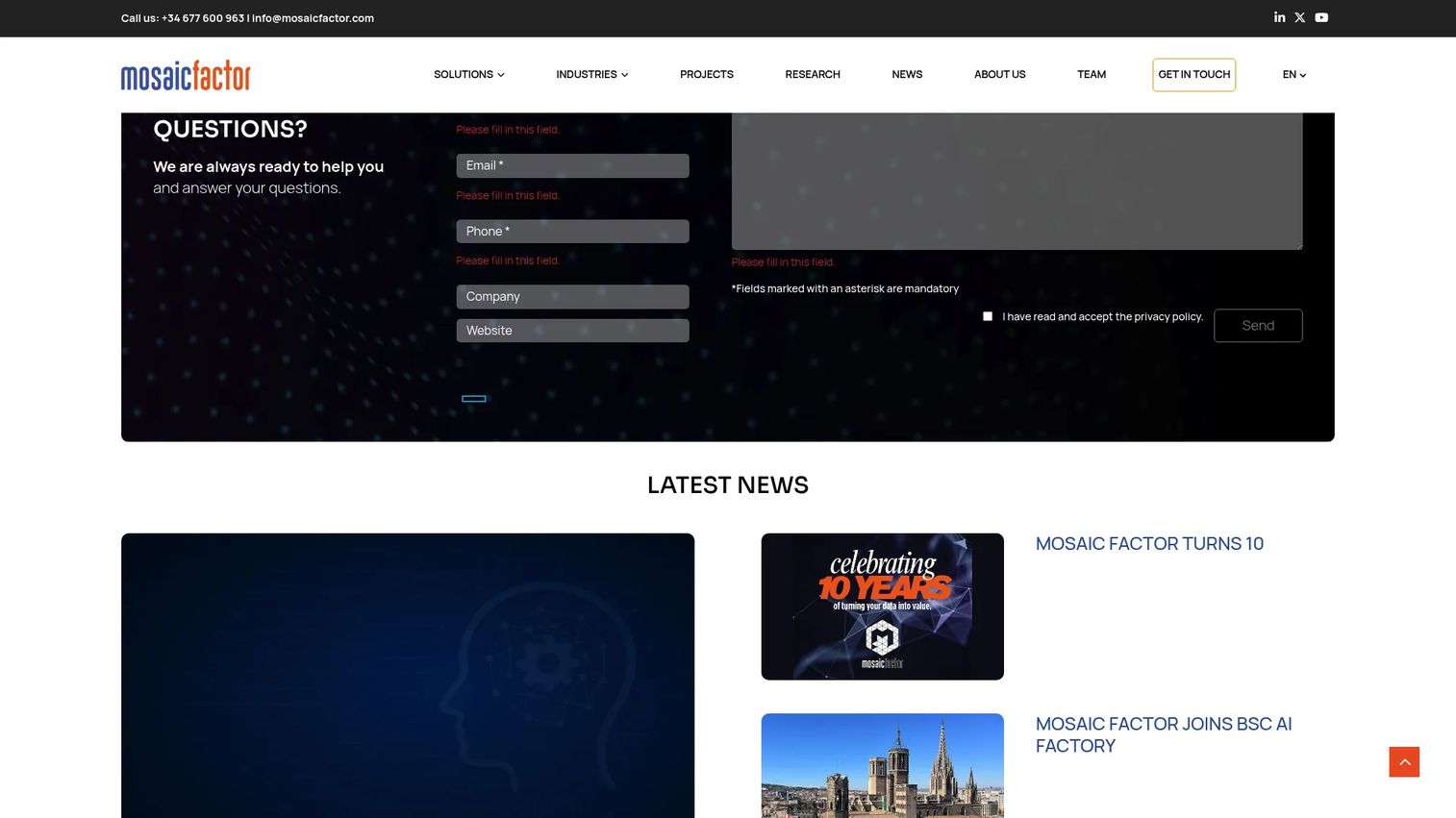 Mosaic Factor website