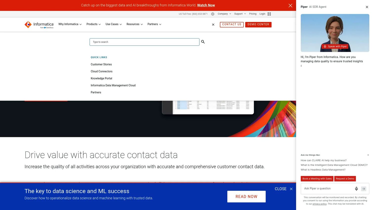 Informatica Data as a Service page