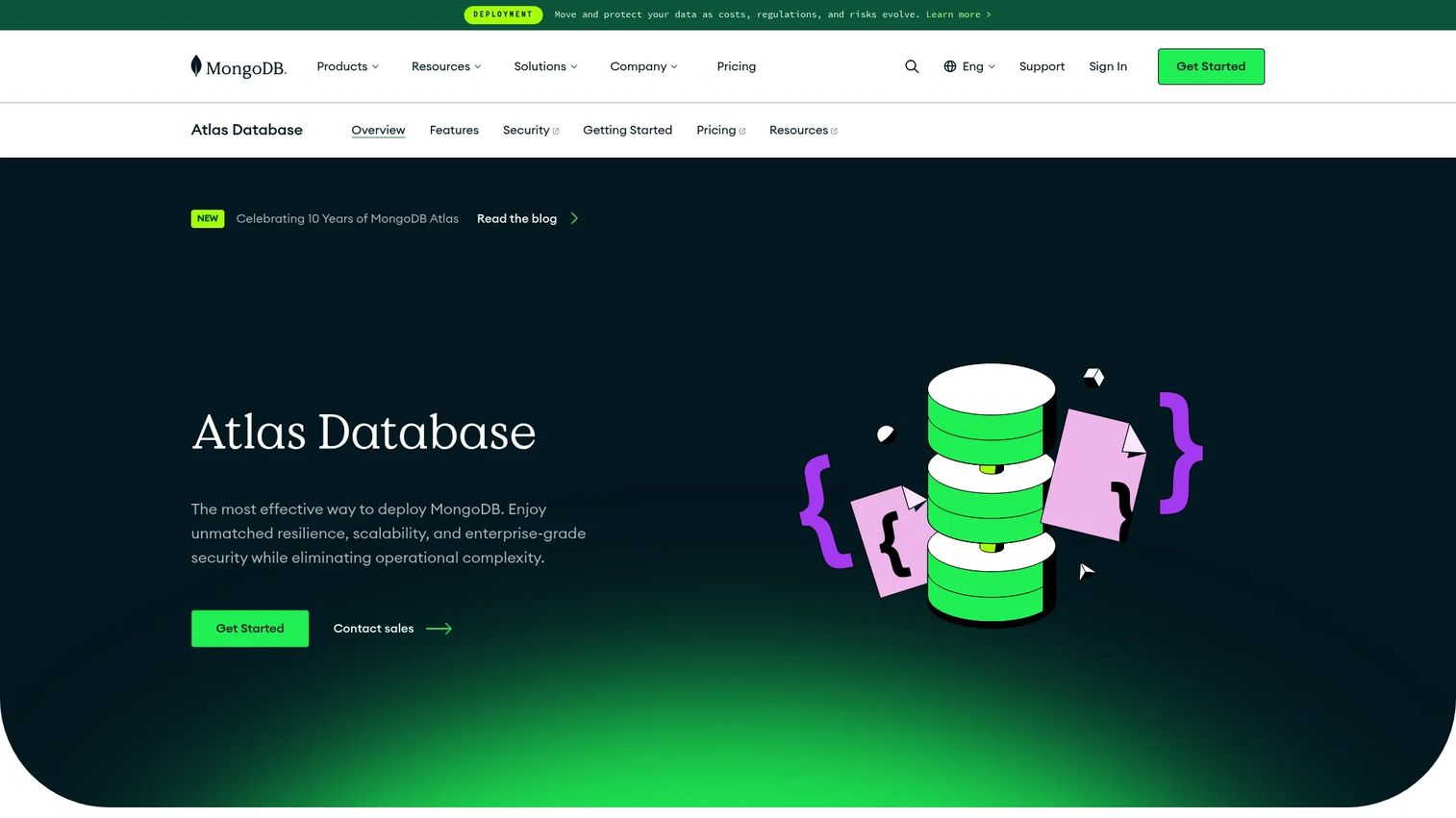 MongoDB Atlas product page