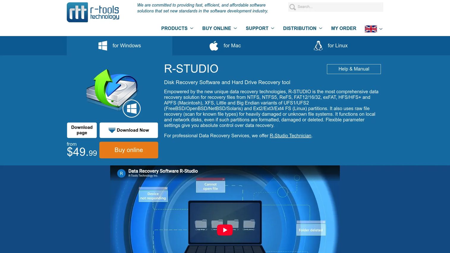 R-Studio data recovery software interface