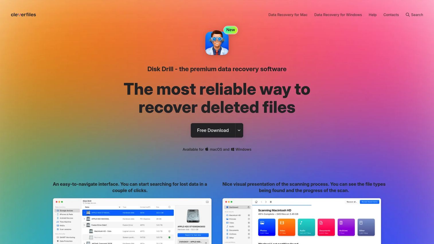 Disk Drill data recovery software interface