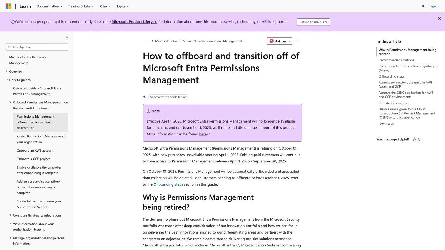 Microsoft Entra Permissions Management page