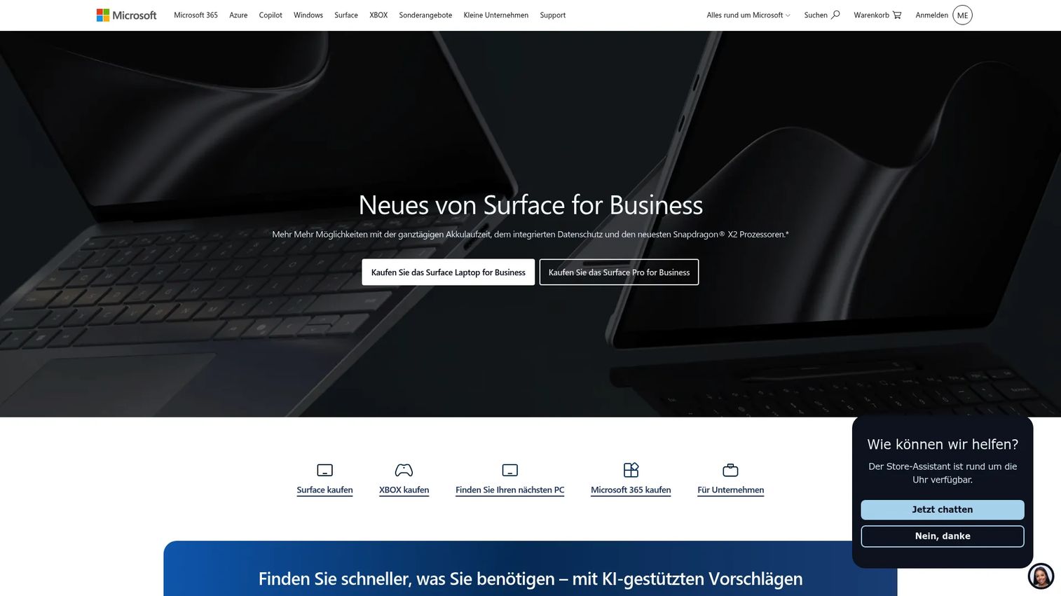 Microsoft website screenshot