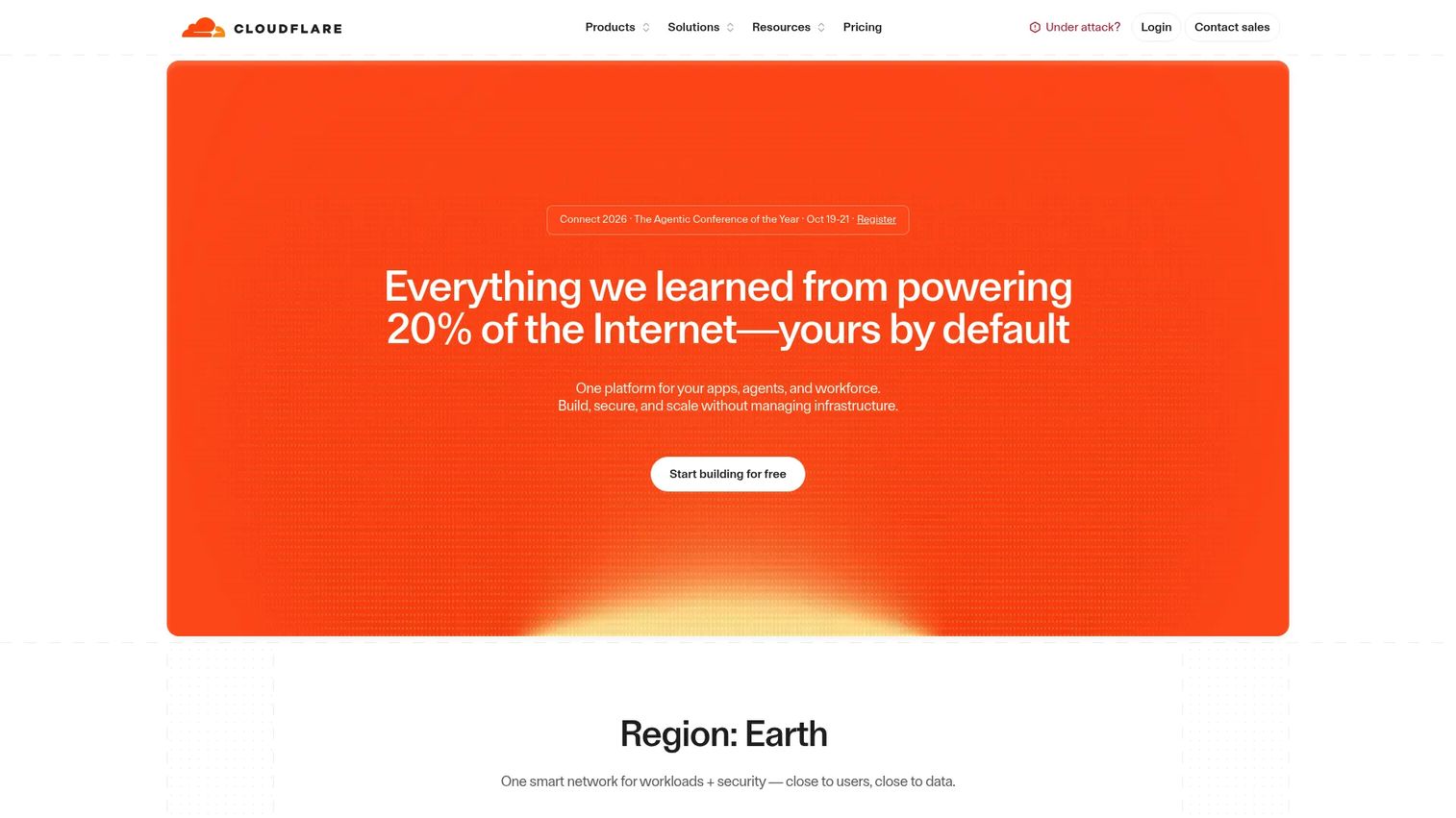 Cloudflare One SASE platform homepage
