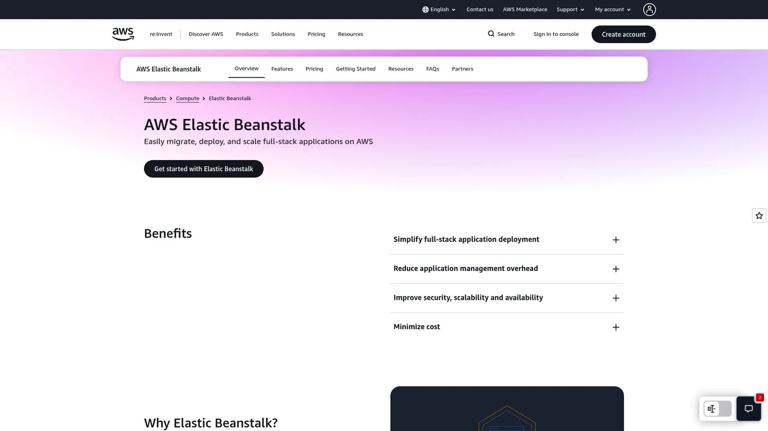 AWS Elastic Beanstalk product page