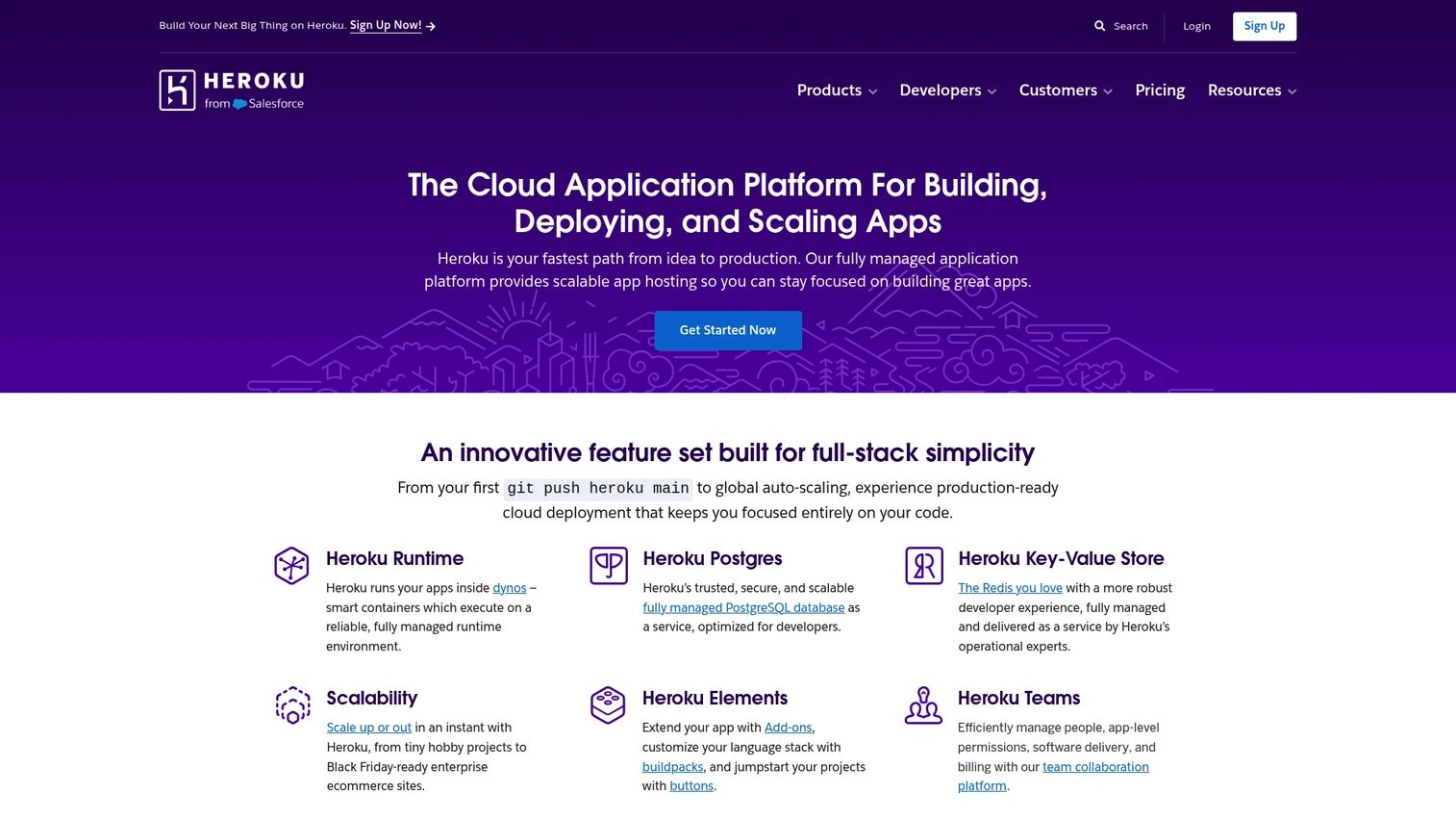 Salesforce Heroku product page