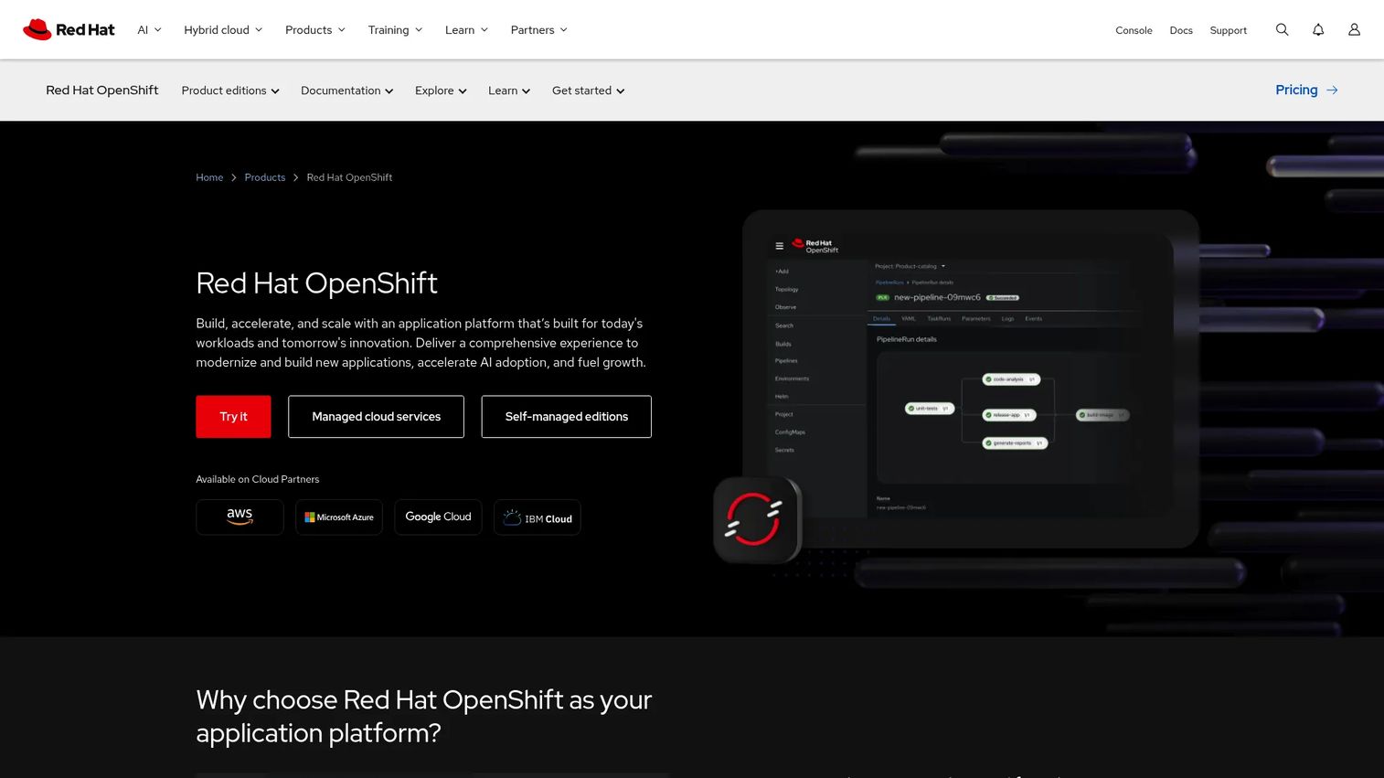 Red Hat OpenShift product page