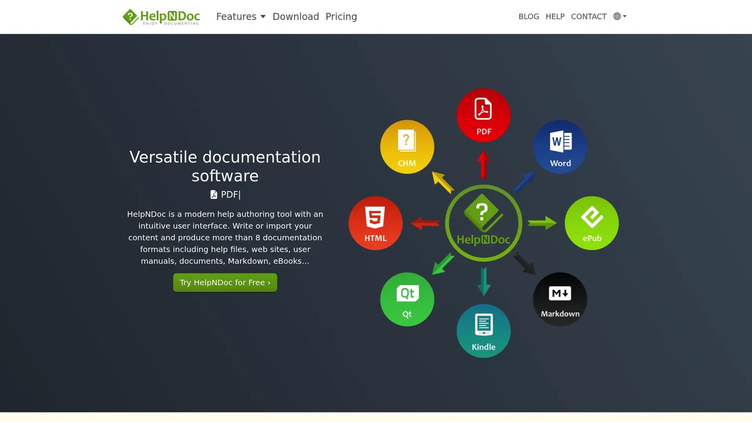 HelpNDoc help authoring tool homepage