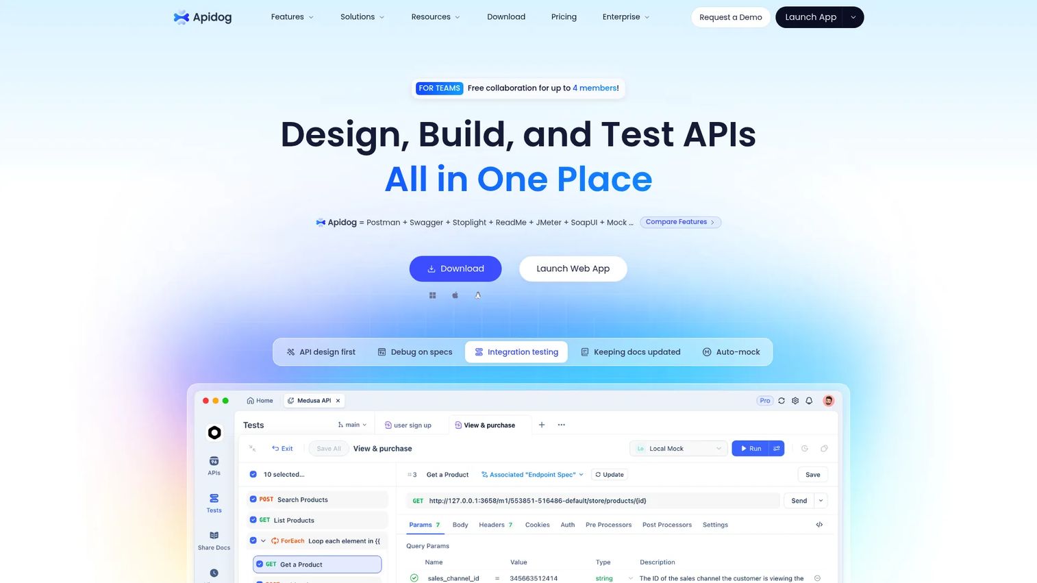 Apidog all-in-one API platform homepage