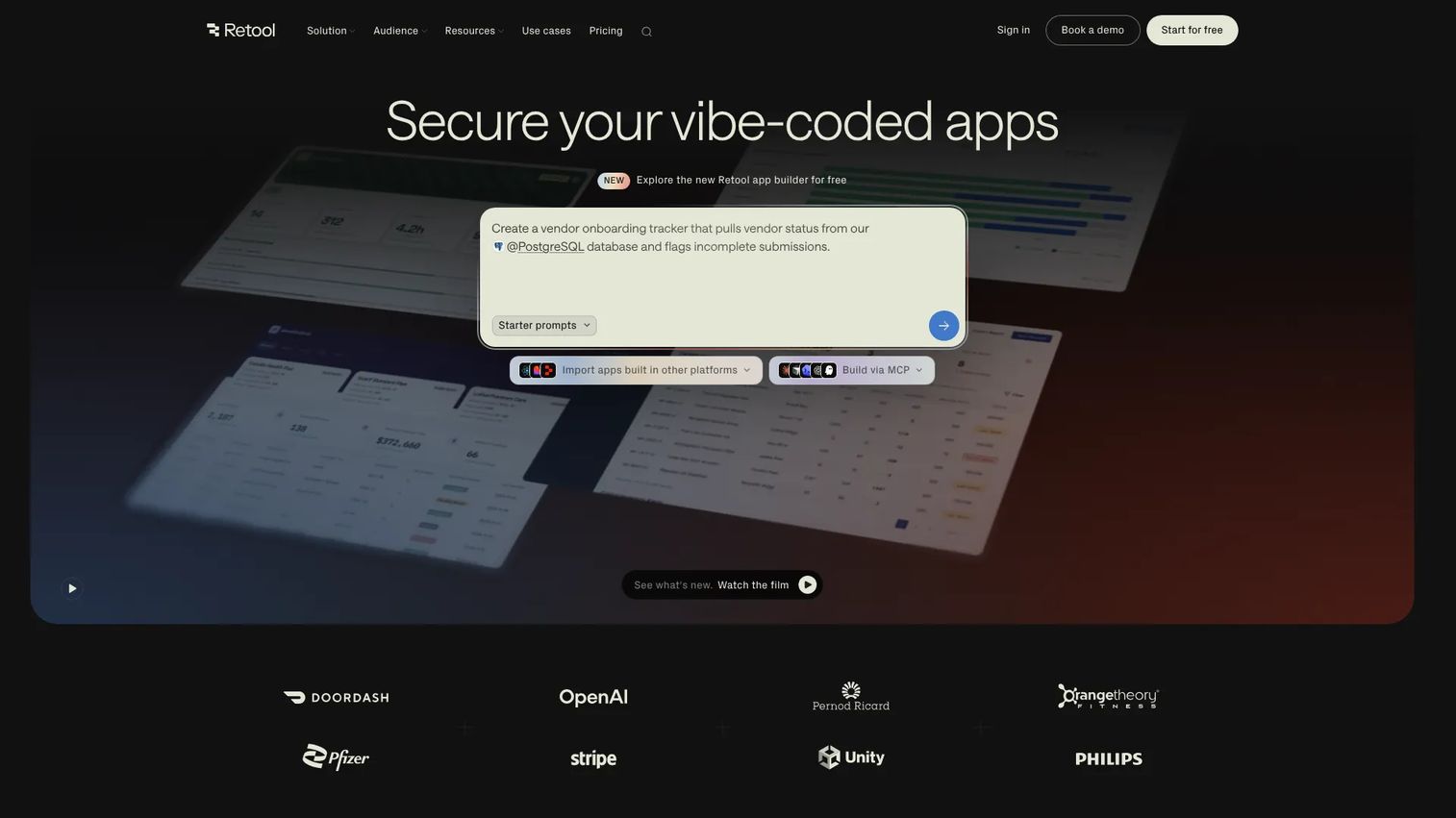 Retool internal tools platform homepage