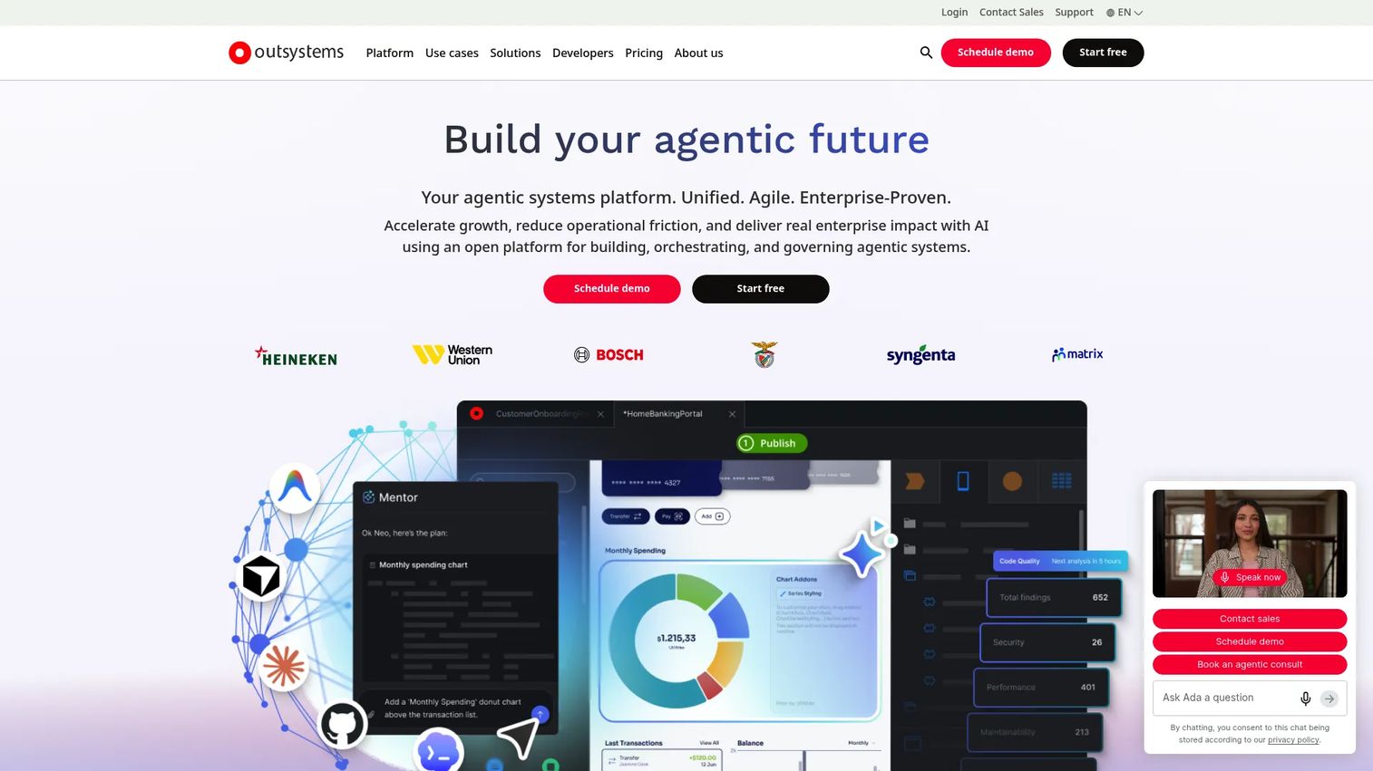 OutSystems low-code enterprise platform homepage