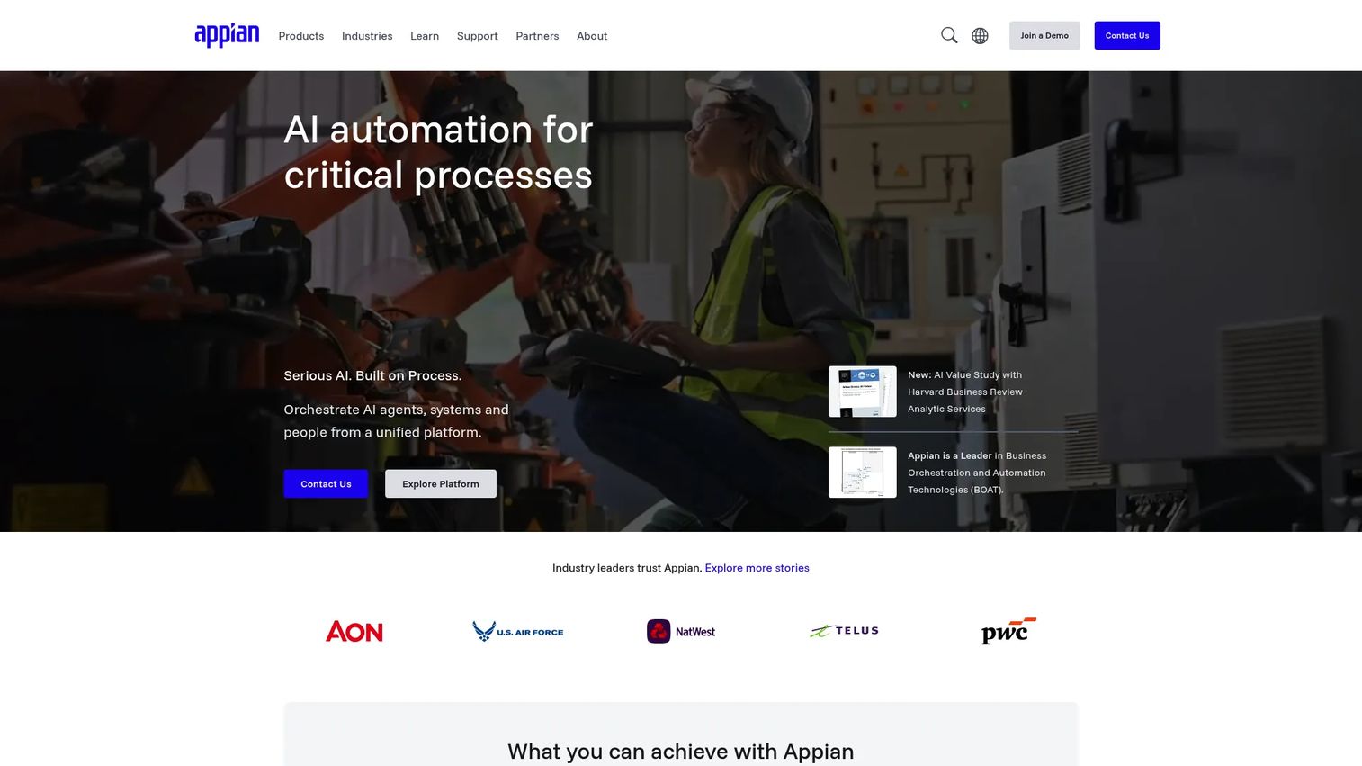 Appian Platform process automation homepage