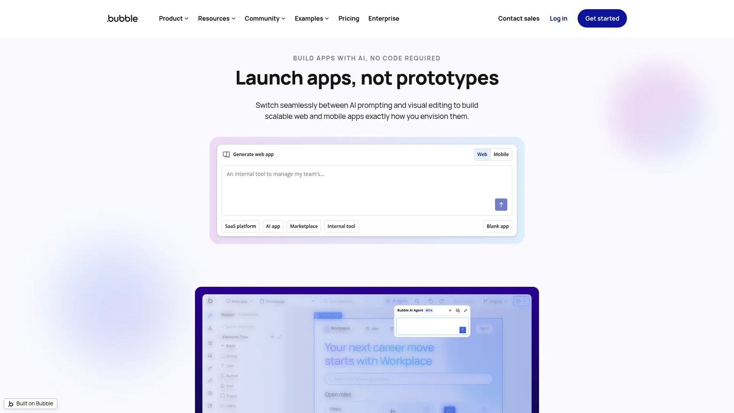 Bubble no-code app builder