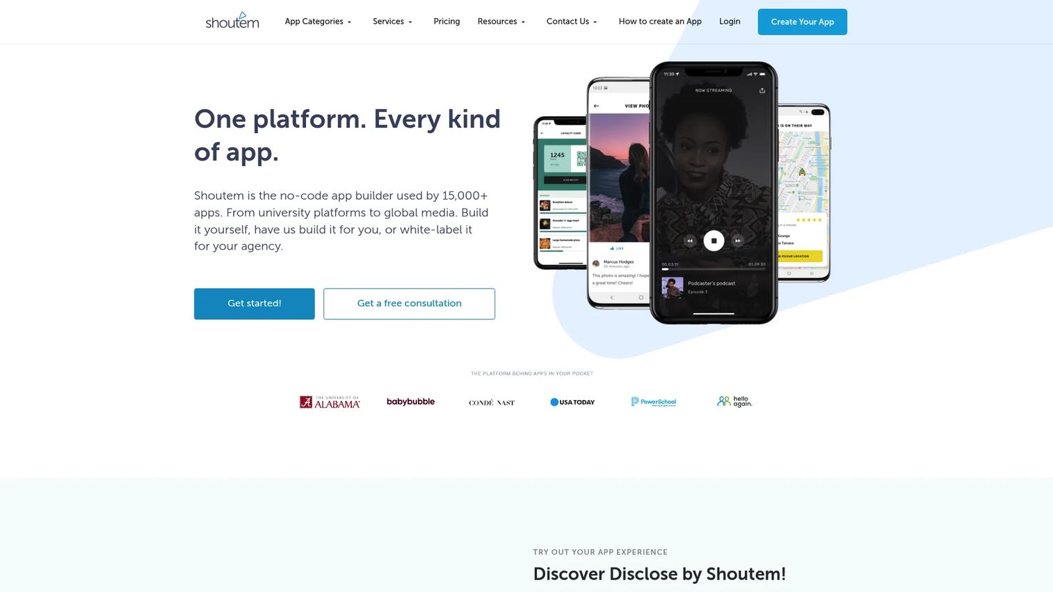 Shoutem mobile app builder