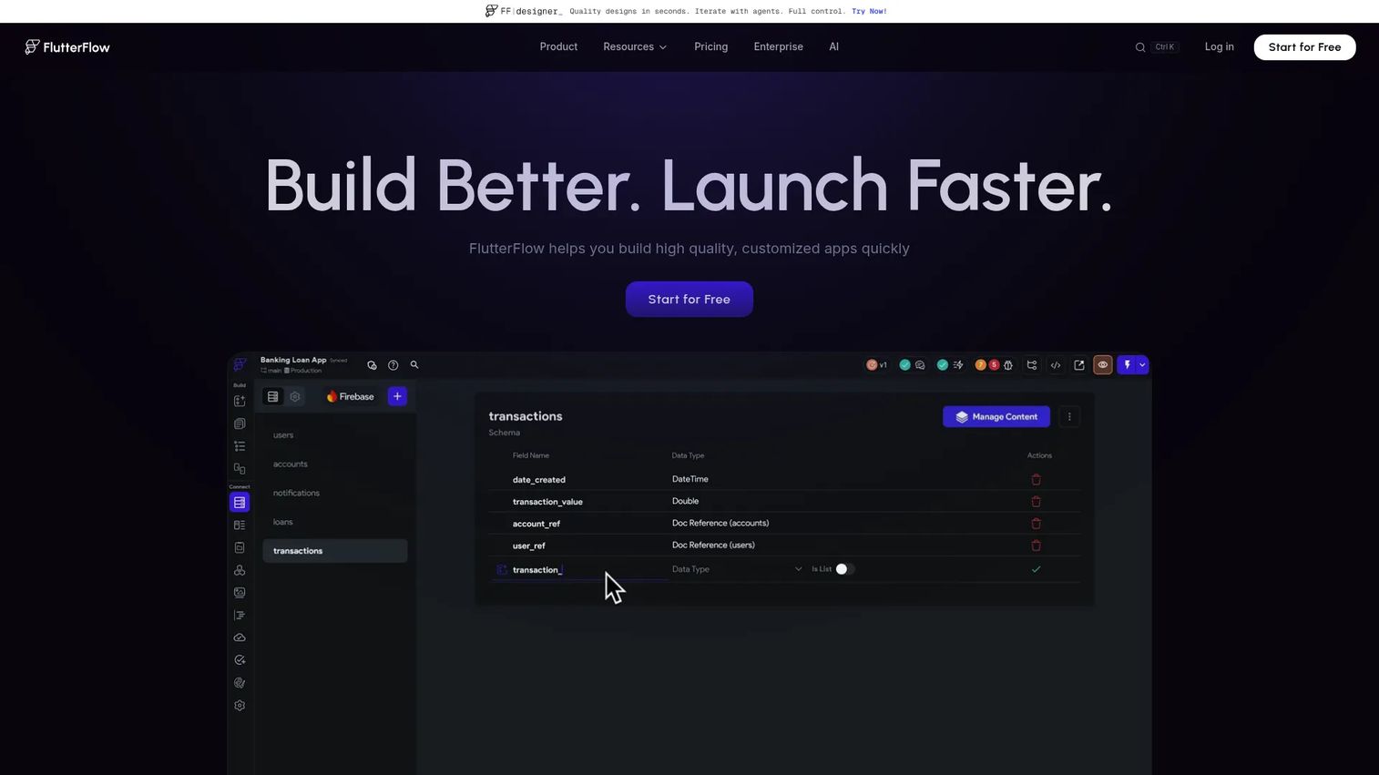 FlutterFlow visual app builder