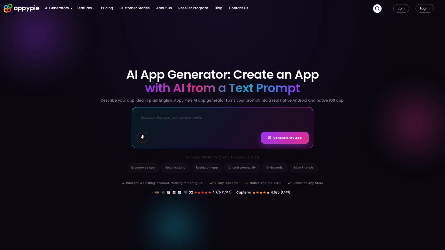 Appy Pie AI app builder