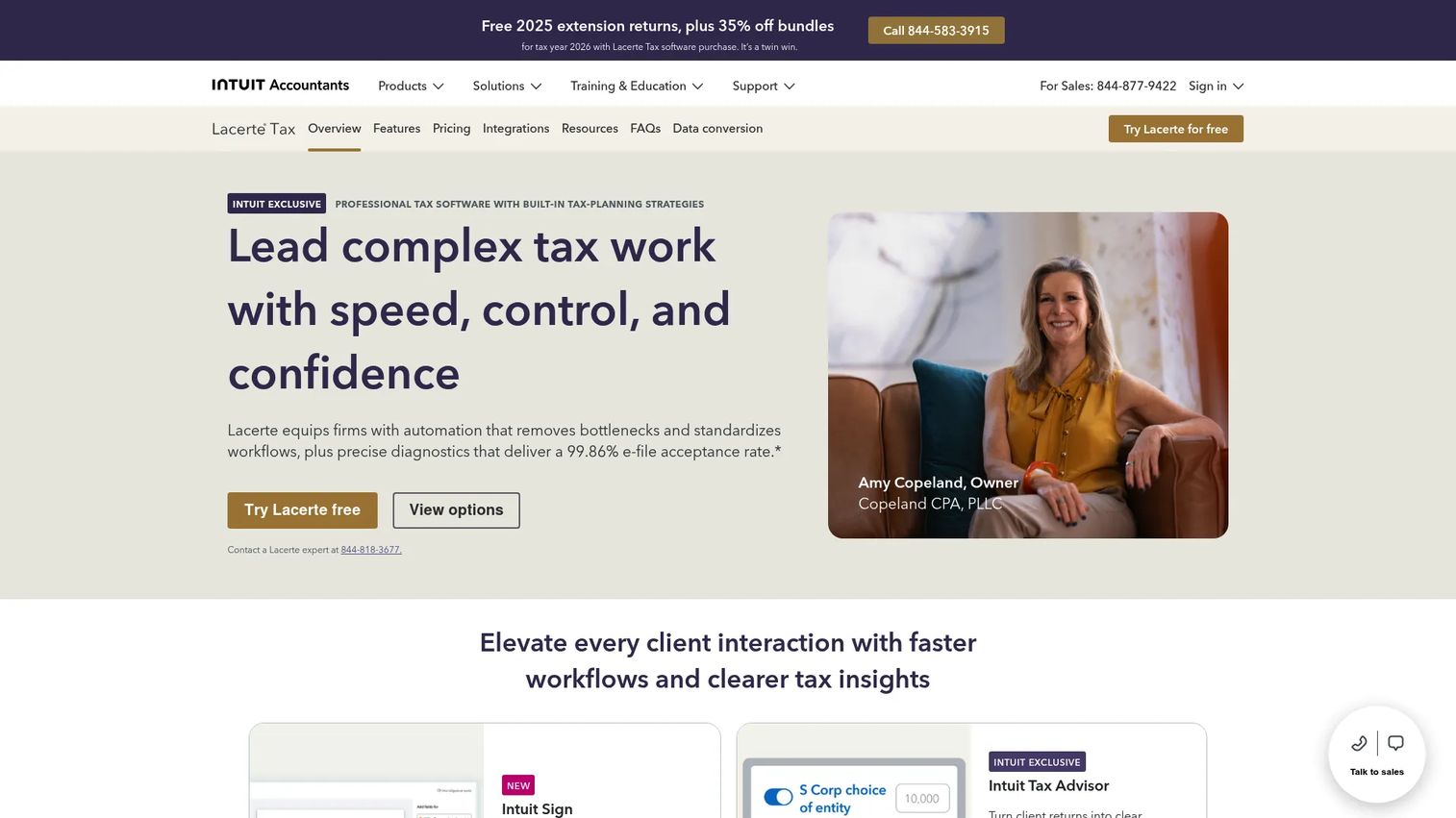 Intuit Lacerte Tax professional tax software homepage