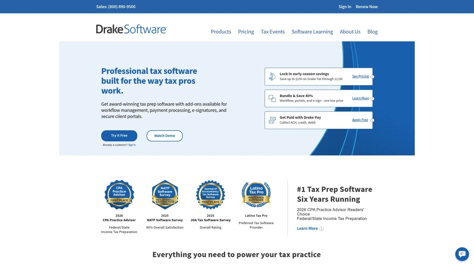 Drake Tax professional tax software homepage