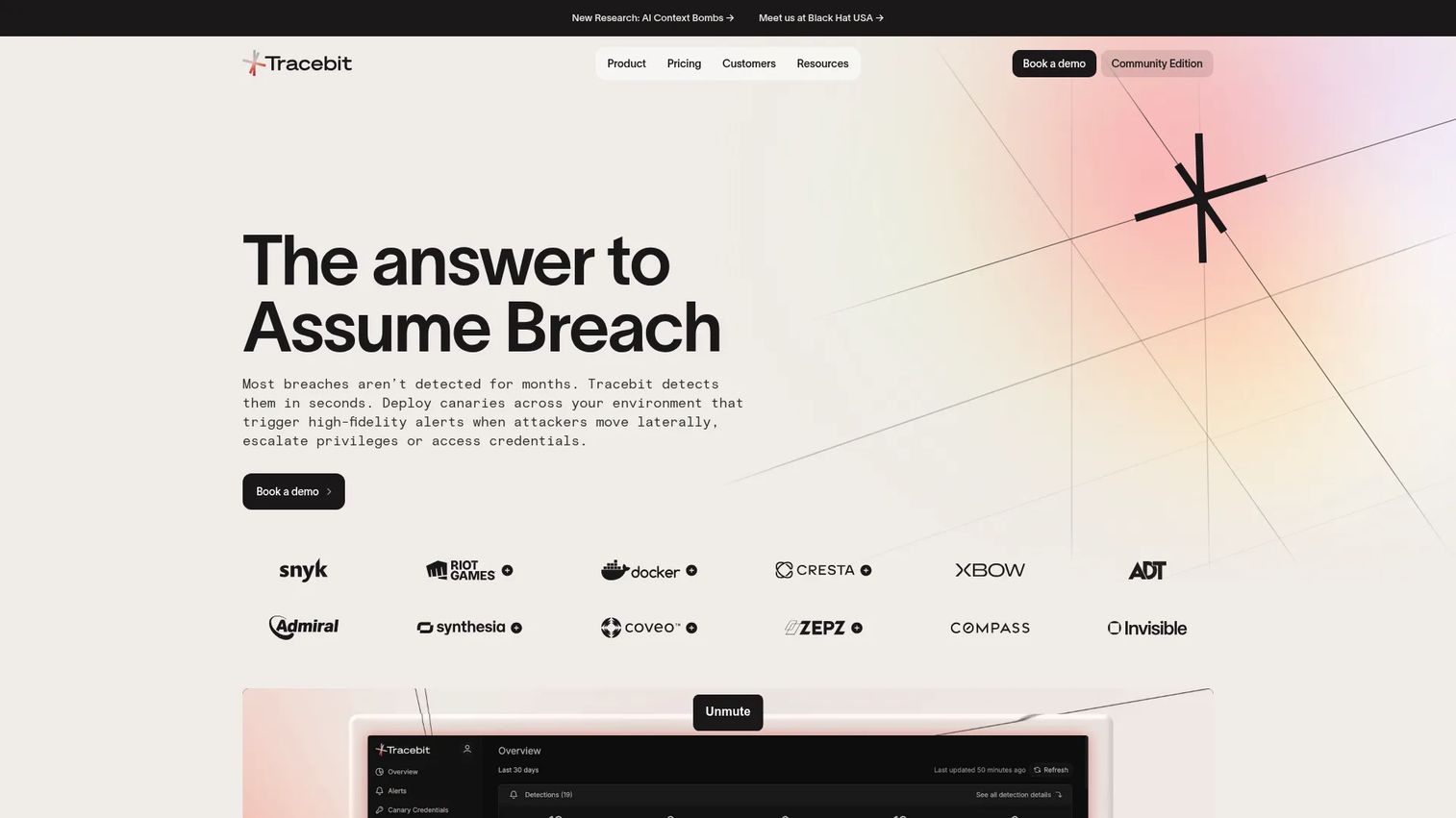 Tracebit deception platform screenshot