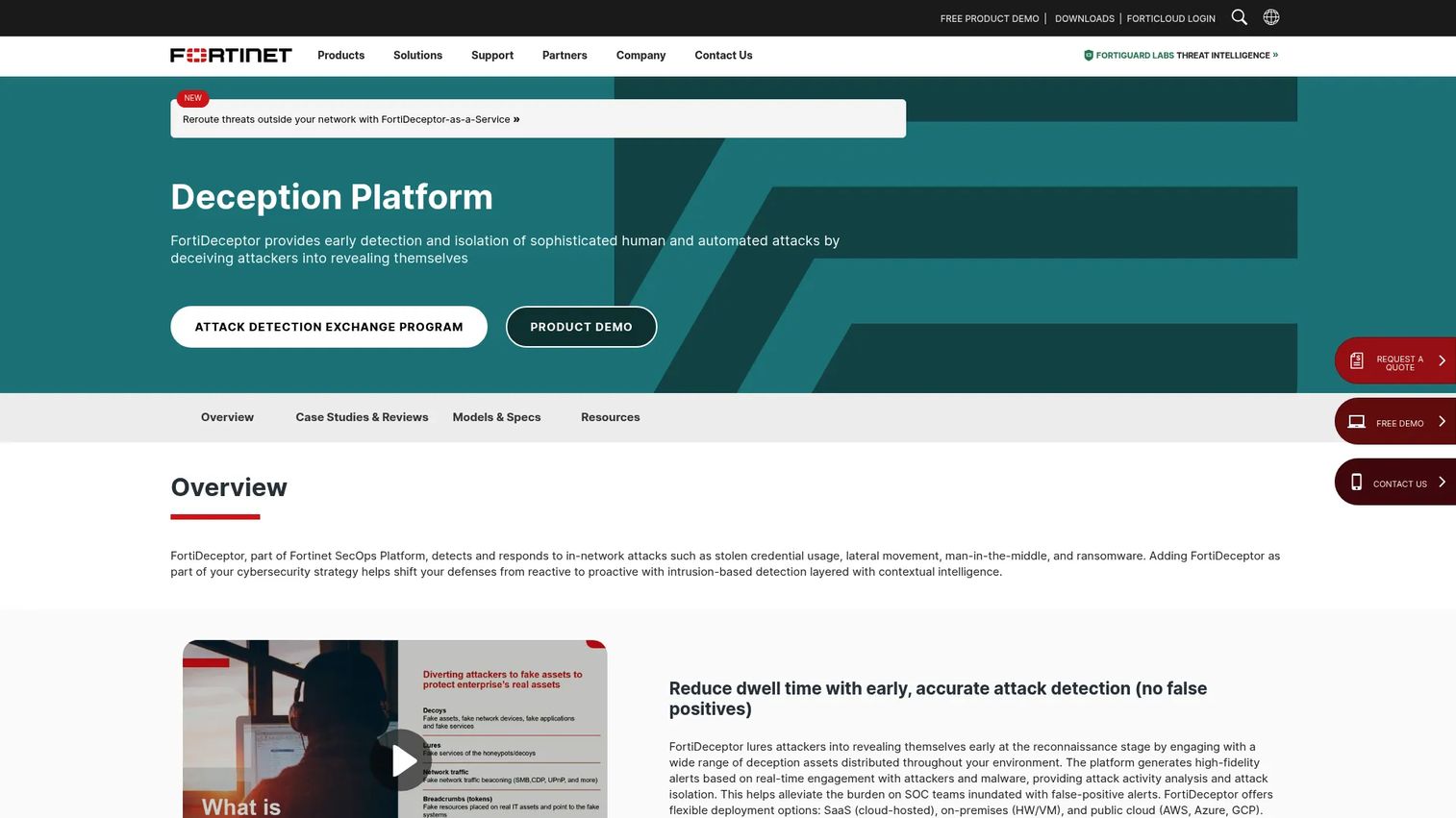 FortiDeceptor deception platform screenshot