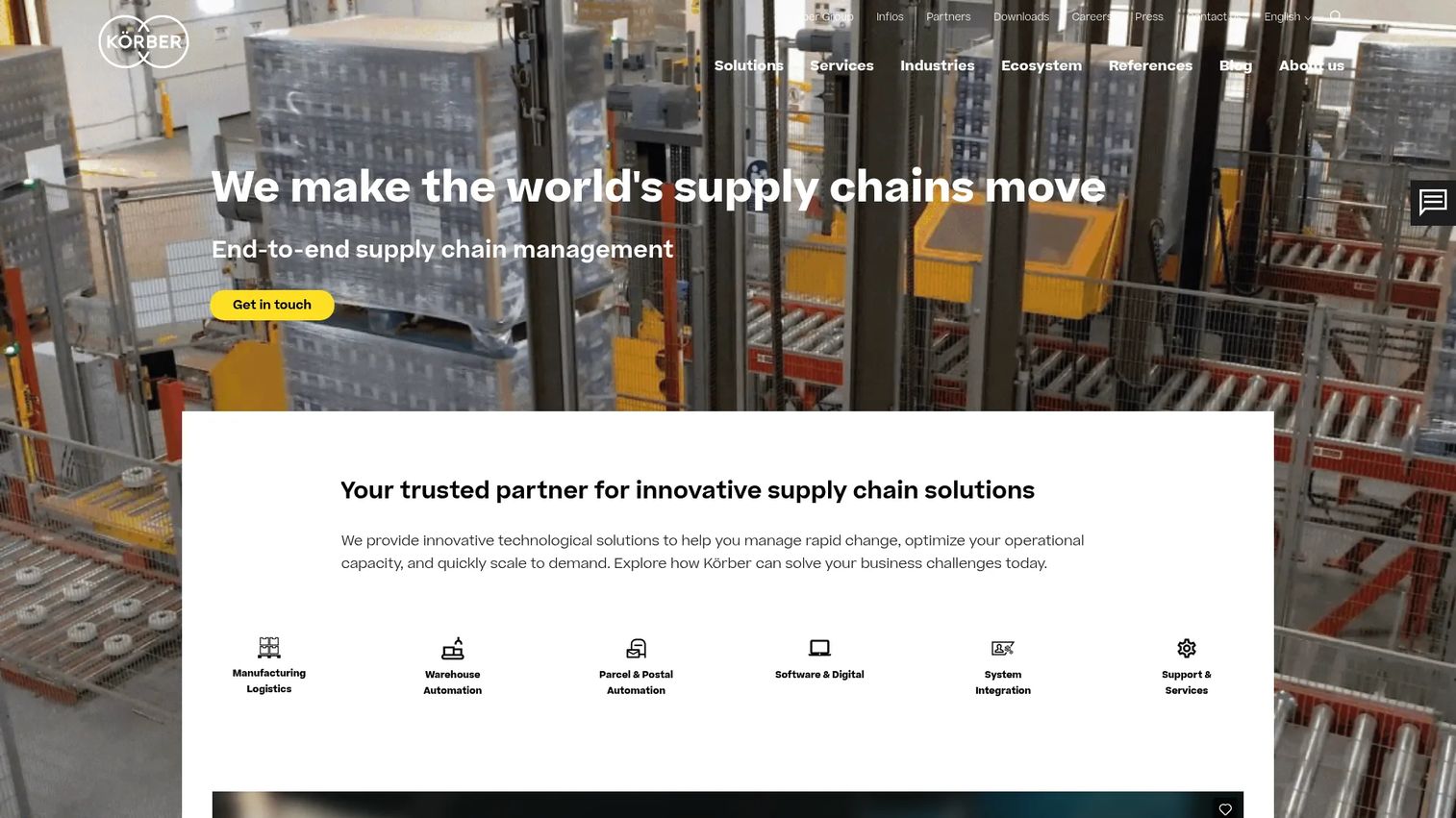 Körber Supply Chain Management page