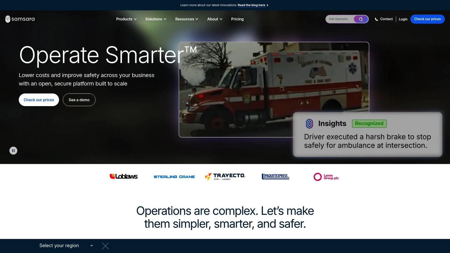 Samsara connected fleet operations platform