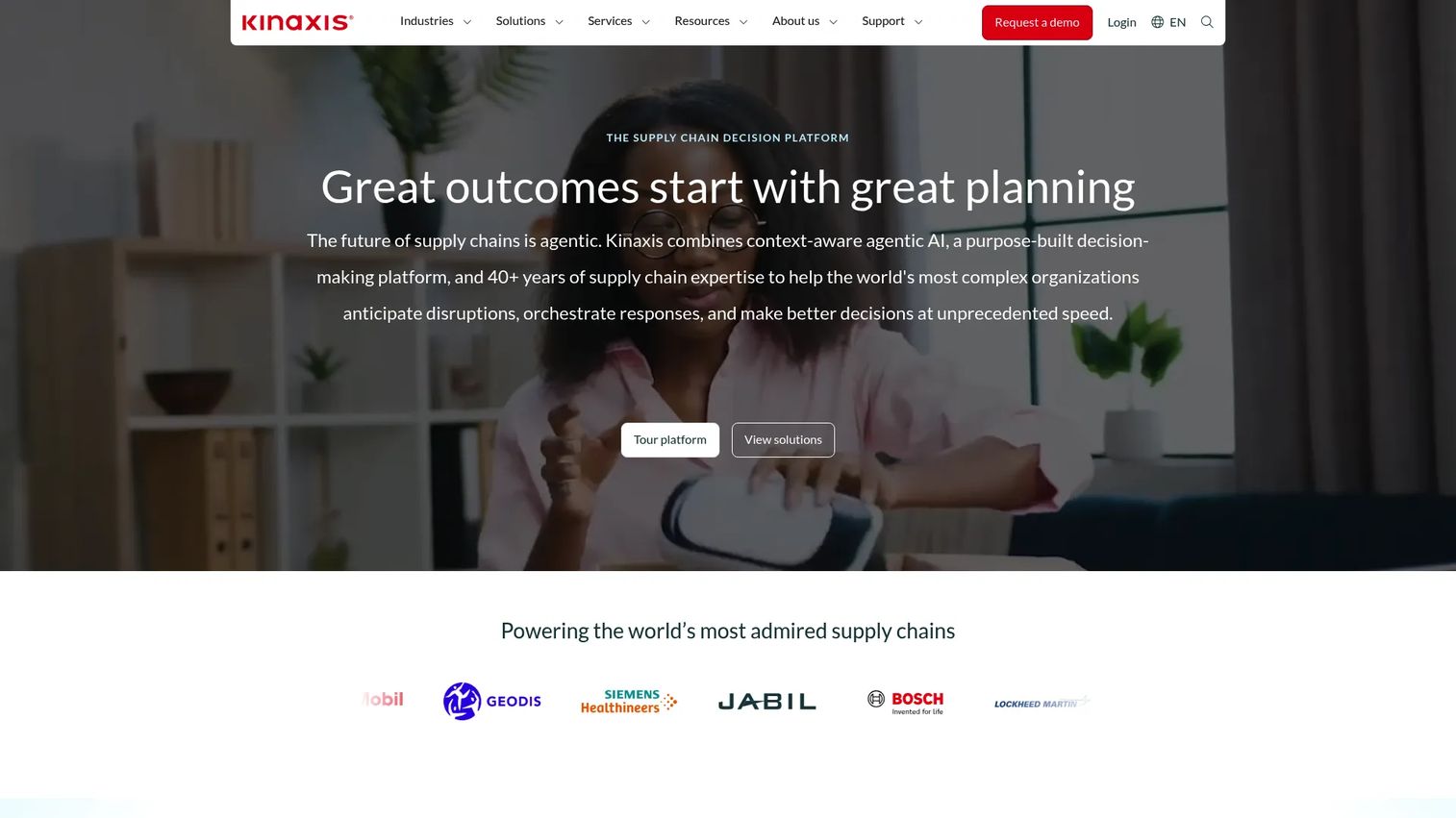 Kinaxis supply chain planning software homepage