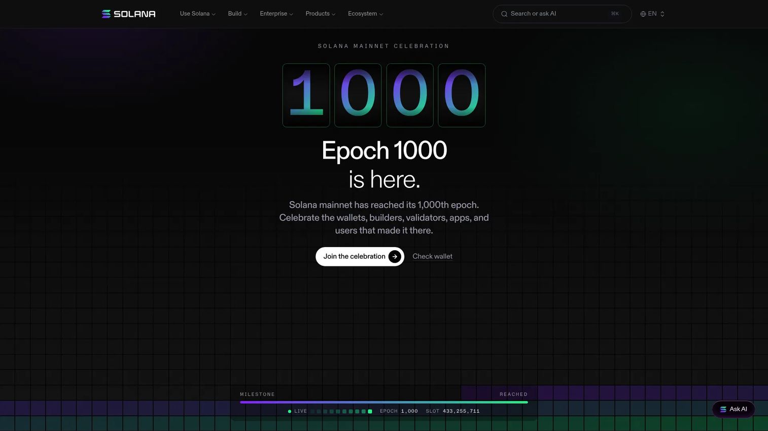 Solana high-performance blockchain homepage