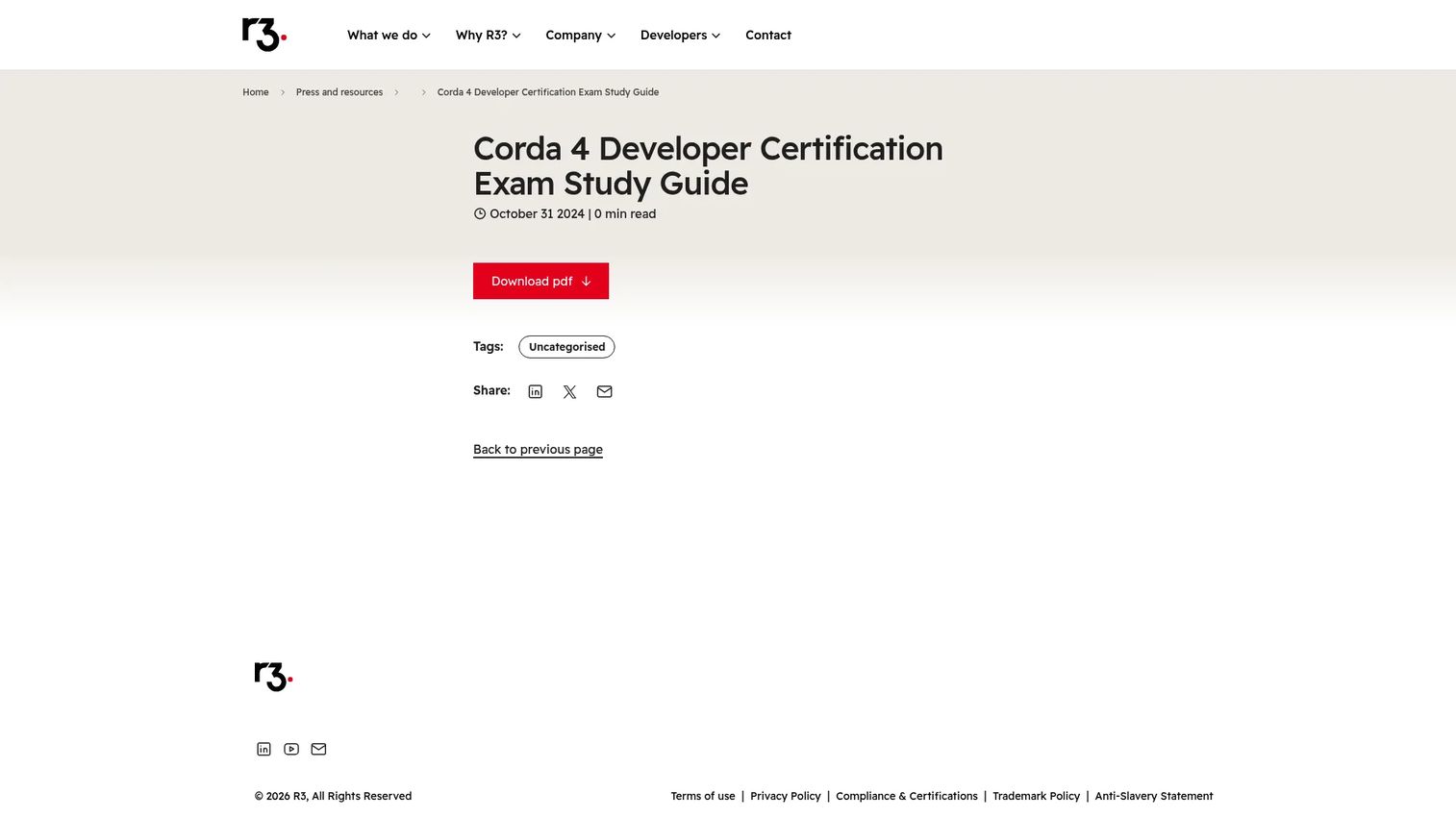 R3 Corda permissioned DLT platform homepage