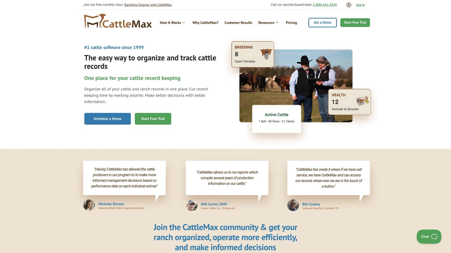 CattleMax cattle and ranch management software homepage