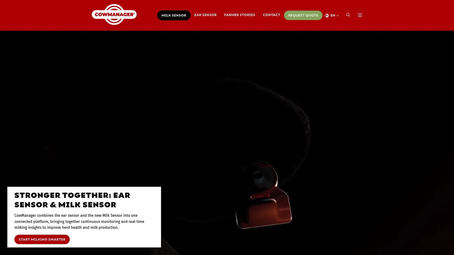 CowManager dairy cow monitoring system homepage