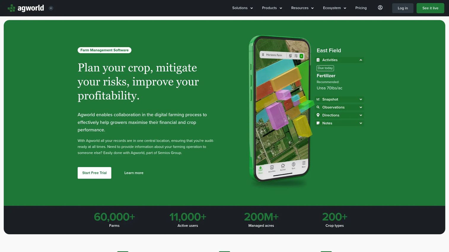 Agworld collaborative farm management software interface