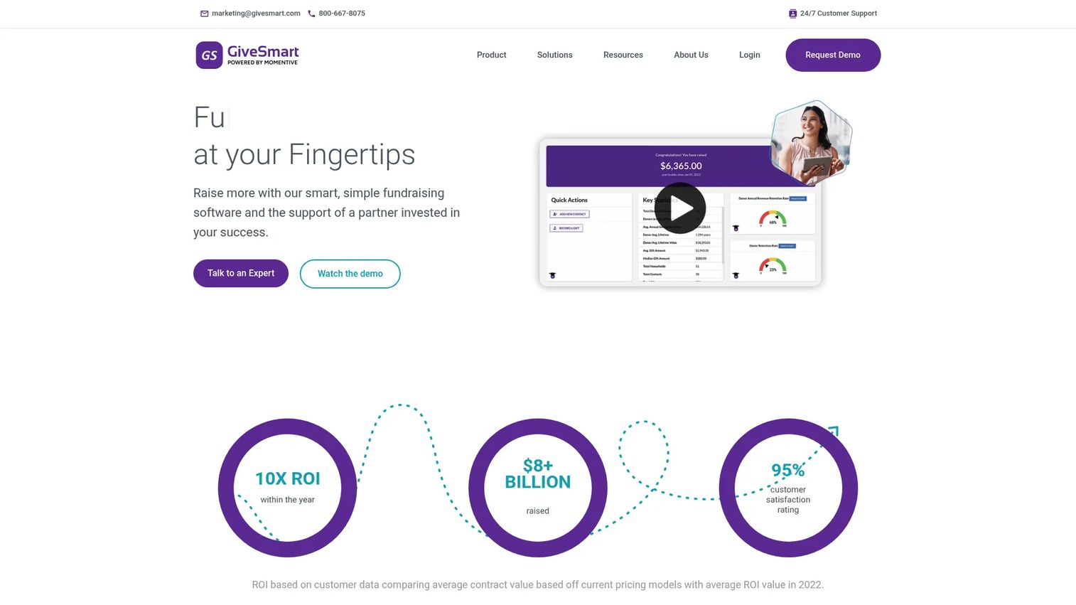 GiveSmart fundraising and event software homepage