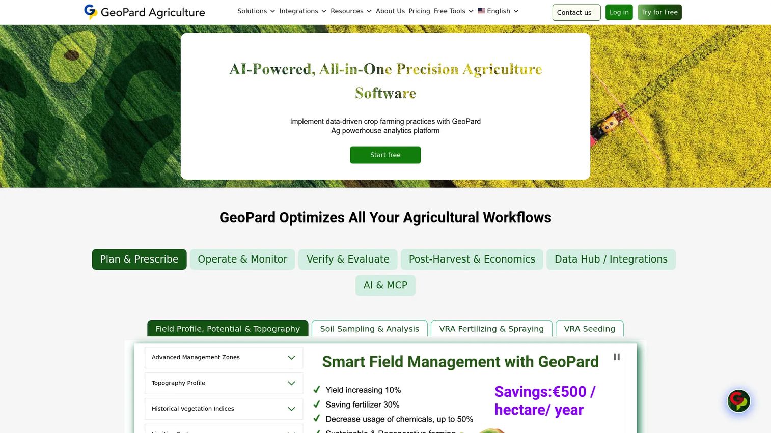 GeoPard precision agriculture mapping and analytics interface