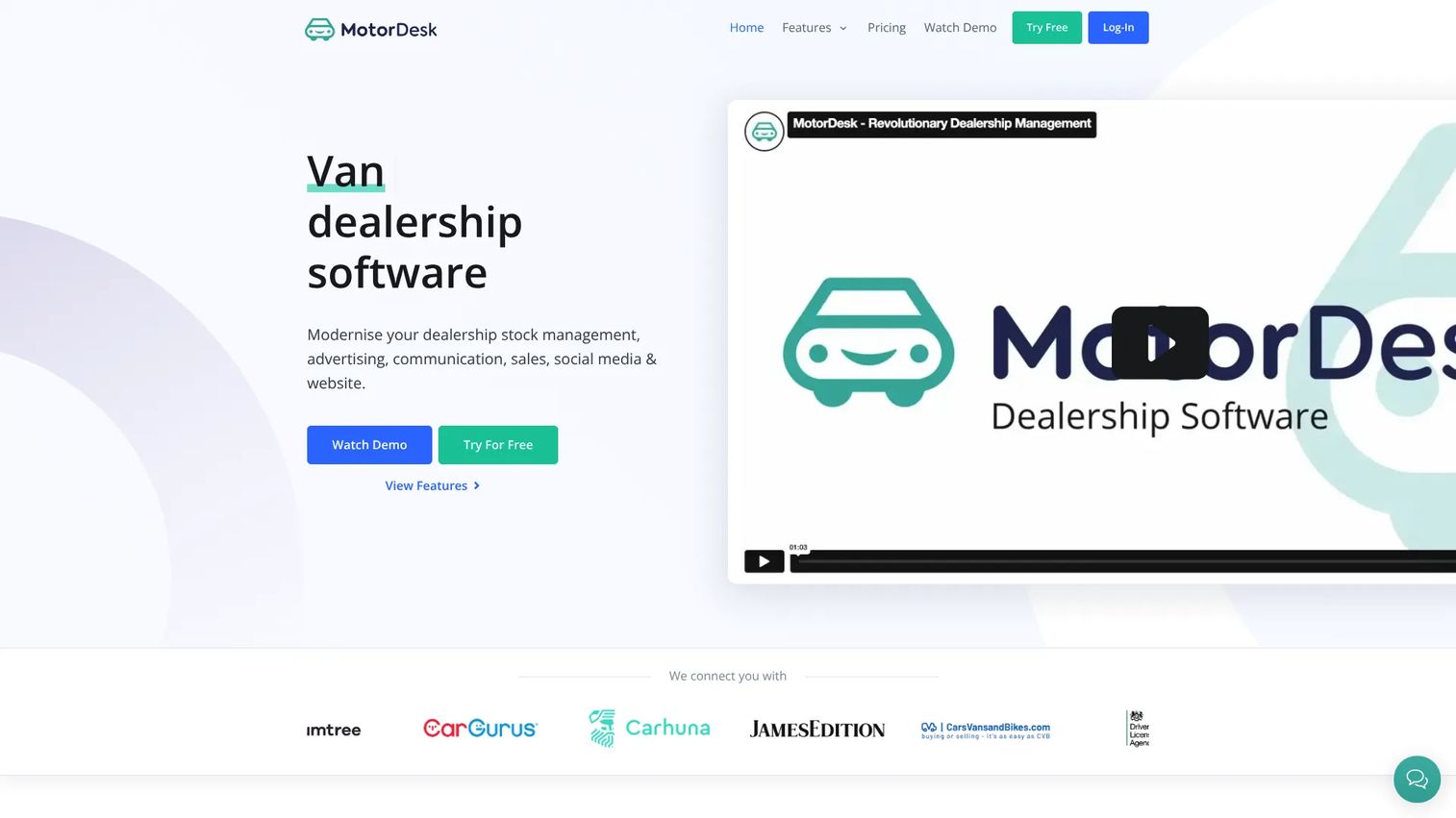 MotorDesk dealership management platform homepage