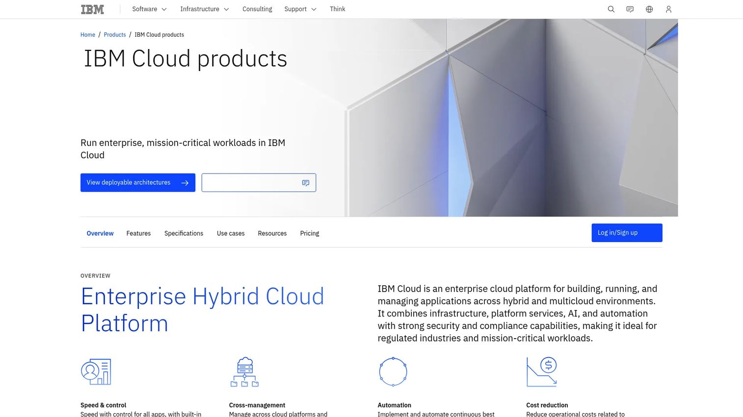 IBM Cloud homepage