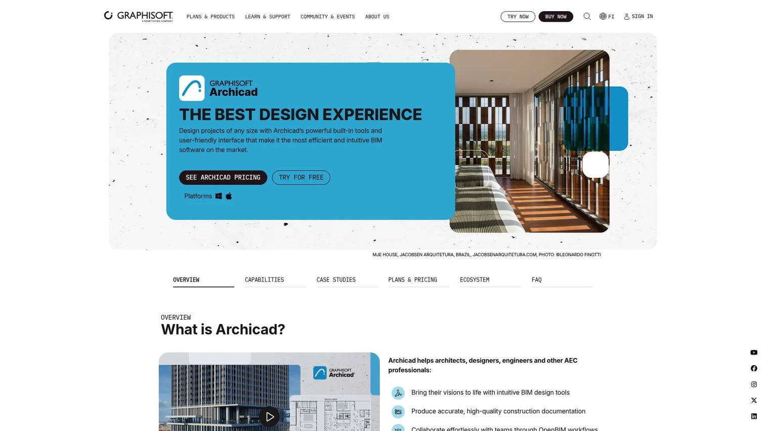 Archicad BIM software showing architectural design environment