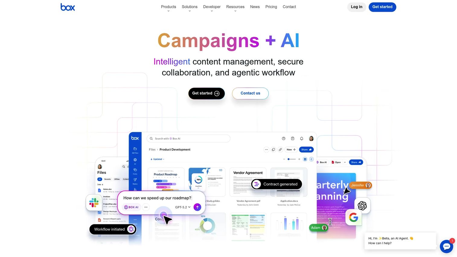 Box cloud content management homepage