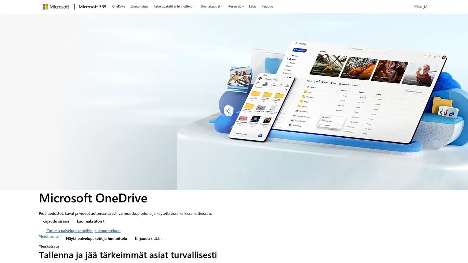 Microsoft OneDrive cloud storage homepage