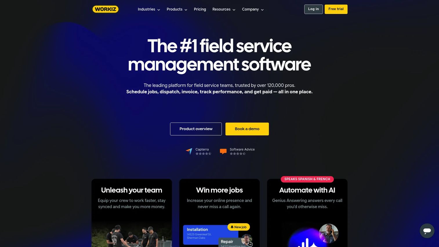 Workiz field service dispatch software homepage